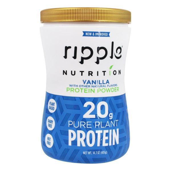 RIPPLE: Pure Plant Protein Powder Vanilla, 14.3 oz