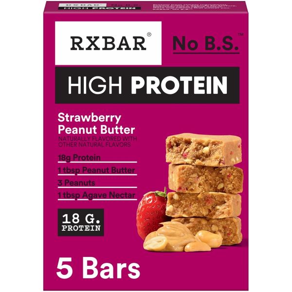 RXBAR: High Protein Strawberry Peanut Butter 5 Bars, 10.5 oz