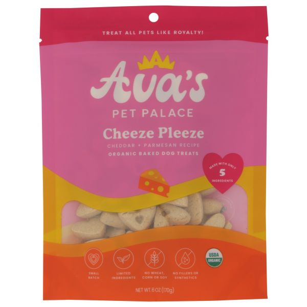 AVA'S PET PALACE: Organic Baked Dog Treats Cheese Pleeze, 6 oz