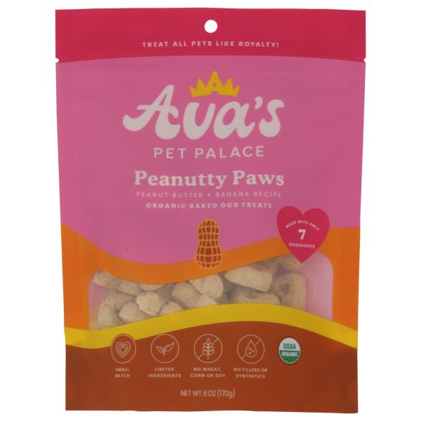 AVA'S PET PALACE: Organic Baked Dog Treats Peanutty Paws, 6 oz