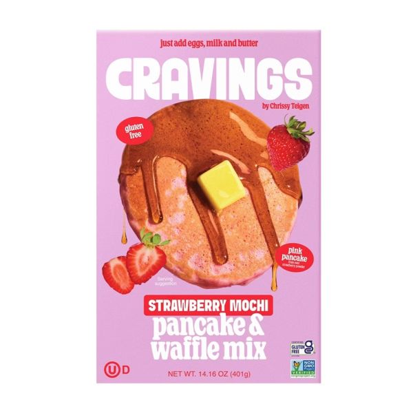 CRAVINGS BY CHRISSY TEIGEN: Strawberry Mochi Pancake and Waffle Mix, 14.16 oz