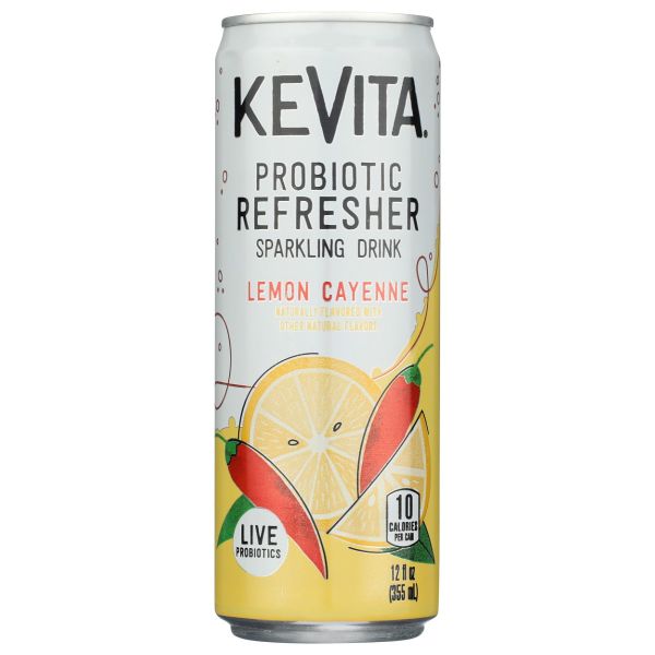 KEVITA: Probiotic Refresher Organic Lemon Cayenne Sparkling Drink, 12 fo
