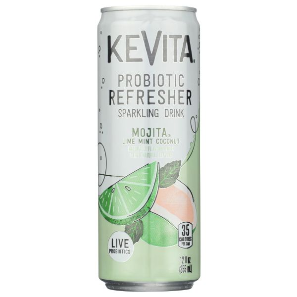 KEVITA: Probiotic Refresher Organic Mojita Lime Mint Coconut Sparkling Drink, 12 fo