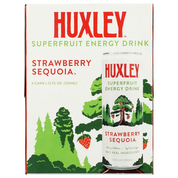 HUXLEY: Strawberry Sequoia Energy Drink 4 Cans, 48 fo