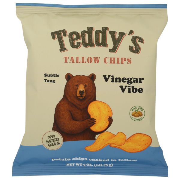 TEDDY'S TALLOW CHIPS: Vinegar Vibe Potato Chips, 5 oz
