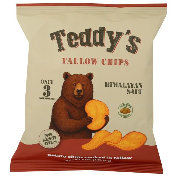 TEDDY'S TALLOW CHIPS: Himalayan Salt Potato Chips, 5 oz