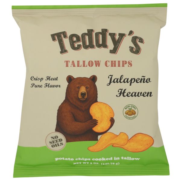 TEDDY'S TALLOW CHIPS: Jalapeno Heaven Potato Chips, 5 oz