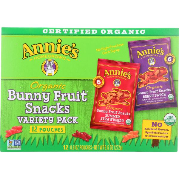 ANNIES HOMEGROWN: Fruit Snk Vrty Bunny, 9.6 OZ