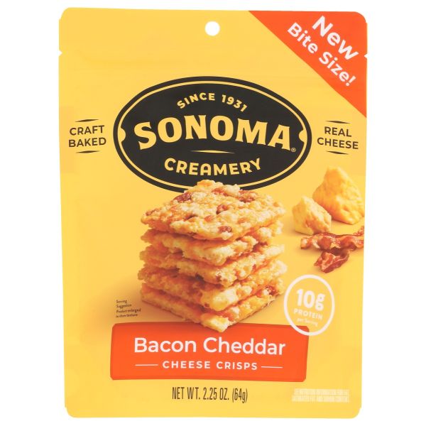 SONOMA CREAMERY: Bacon Cheddar Cheese Crisps, 2.25 oz