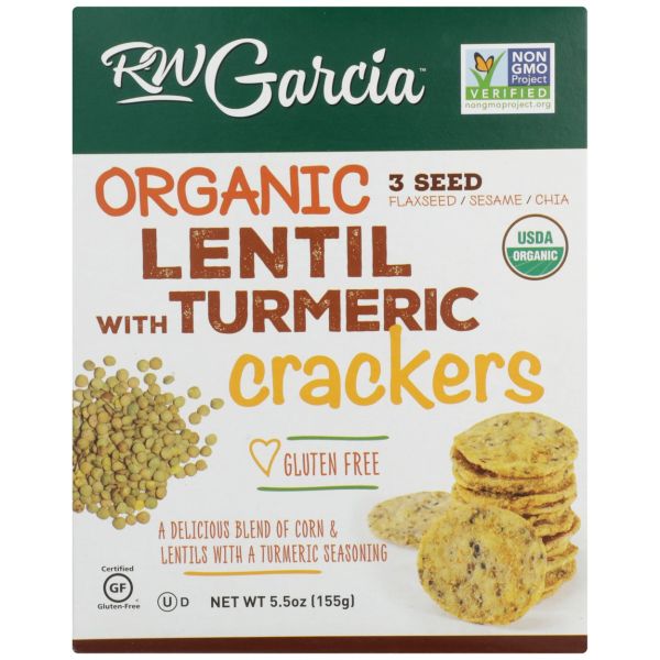 RW GARCIA: Organic Lentil with Turmeric Crackers, 5.5 oz