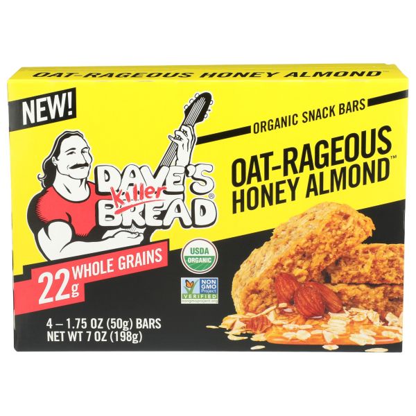 DAVES KILLER BREAD: Oatrageous Honey Almond Snack Bar 4 Count, 7 oz