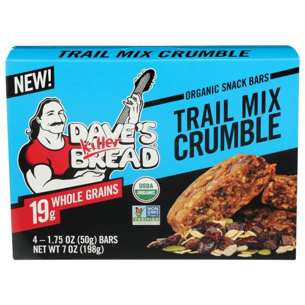 DAVES KILLER BREAD: Trail Mix Crumble Snack Bar 4 Count, 7 oz