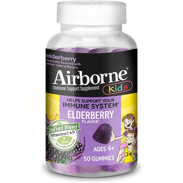 AIRBORNE: Kids Immune Elderberry, 50 un