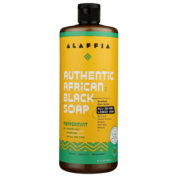 ALAFFIA: Soap Auth Blk Peppermint, 32 FO