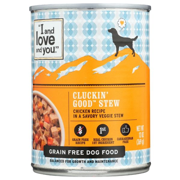 I AND LOVE AND YOU: Cluckin Good Stew Dog Food Can Chicken Morsels in a Savory Veggie Stew, 13 oz