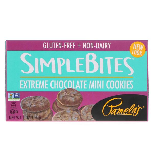 PAMELAS: Extreme Chocolate SimpleBites Mini Cookies Gluten Free, 7 oz