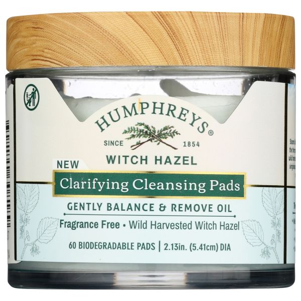 HUMPHREYS: Clarifying Witch Hazel Cleansing Pads, 60pc