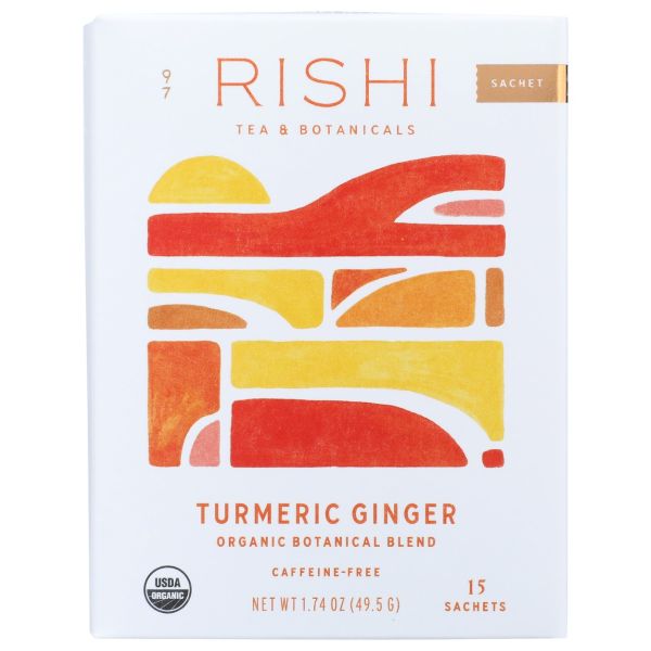 RISHI TEA: Turmeric Ginger Tea 15 Tea Bags, 49.5 gm