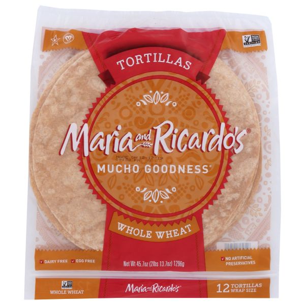 MARIA & RICARDOS: All Natural Whole Wheat Wraps, 45.7 oz