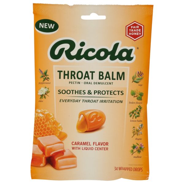 RICOLA: Throat Balm Caramel Drops, 34 pc