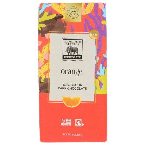 ENDANGERED SPECIES: Dark Chocolate Orange Bar, 3 oz