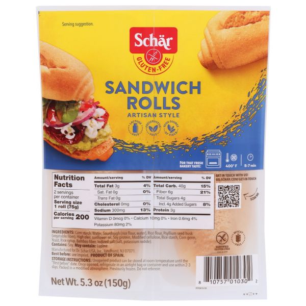 SCHAR: Roll Sandwich, 5.3 OZ