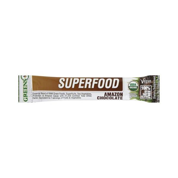 GREENS PLUS: Organic Superfood Amazon Chocolate Stick, 8 gm
