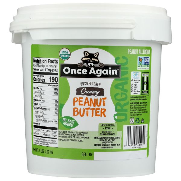 ONCE AGAIN: Organic Creamy Peanut Butter, 5 lb