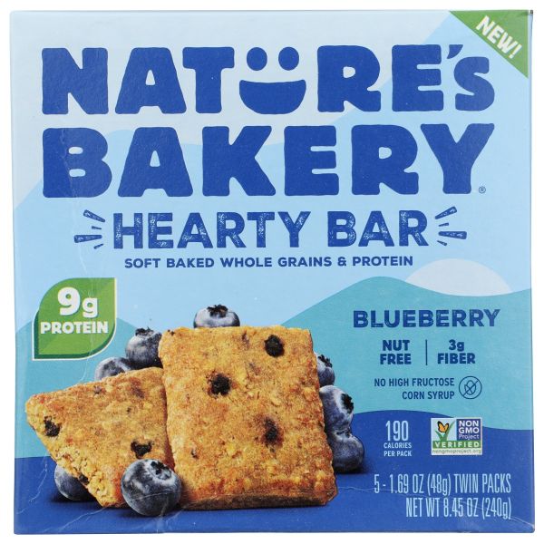 NATURE'S BAKERY: Blueberry Hearty Bar 5 Pack, 8.45 oz
