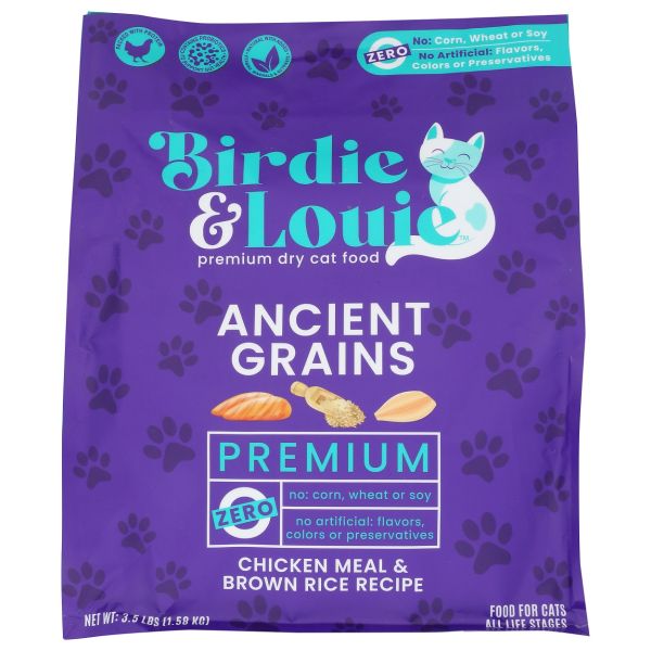 BIRDIE & LOUIE: Food  Cat Dry Chcken Rice, 3.5 lb 