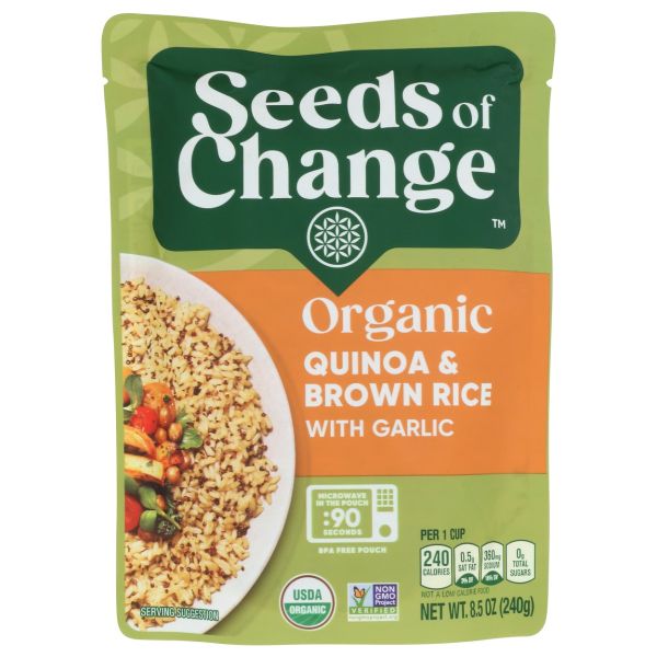 SEEDS OF CHANGE: Organic Quinoa and Brown Rice with Garlic, 8.5 Oz