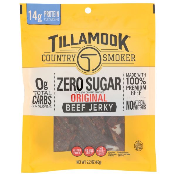TILLAMOOK COUNTRY SMOKER: Zero Sugar Original Beef Jerky, 2.2 oz