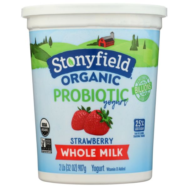 STONYFIELD: Organic Whole Milk  Strawberry Probiotic Yogurt, 32 oz