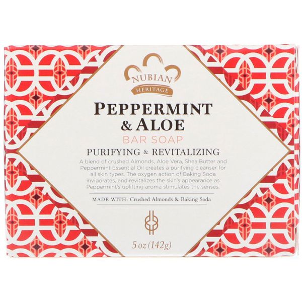 NUBIAN HERITAGE: Peppermint & Aloe Bar Soap, 5 oz