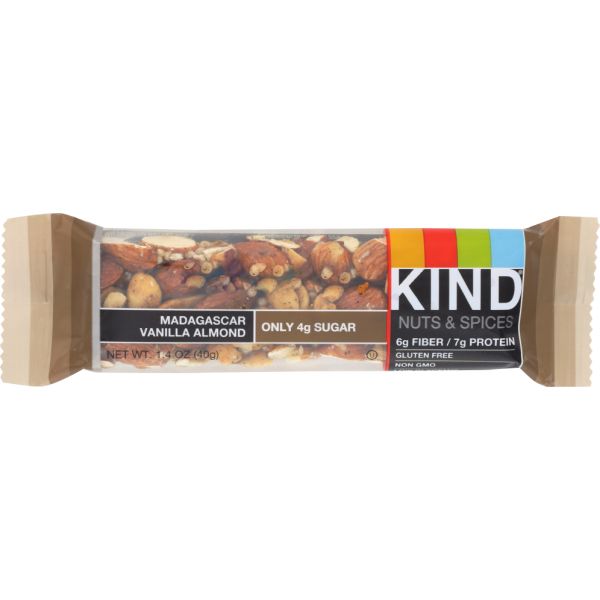 KIND: Nuts and Spices Bar Madagascar Vanilla and Almond, 1.4 oz
