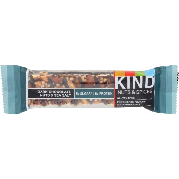 KIND: Nuts and Spices Bar Dark Chocolate Nuts and Sea Salt, 1.4 oz