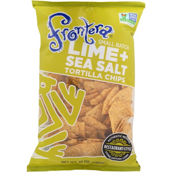 FRONTERA: Lime and Sea Salt Stone-Ground Tortilla Chips, 10 oz