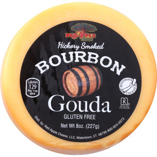 RED APPLE : Hickory Smoked Bourbon Gouda Cheese, 8 oz