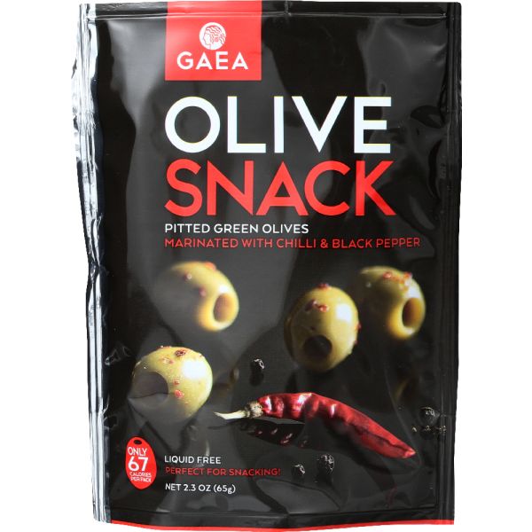 GAEA NORTH AMERICA: Olive Snack Pack Pitted Green Olives With Chili, 2.3 oz