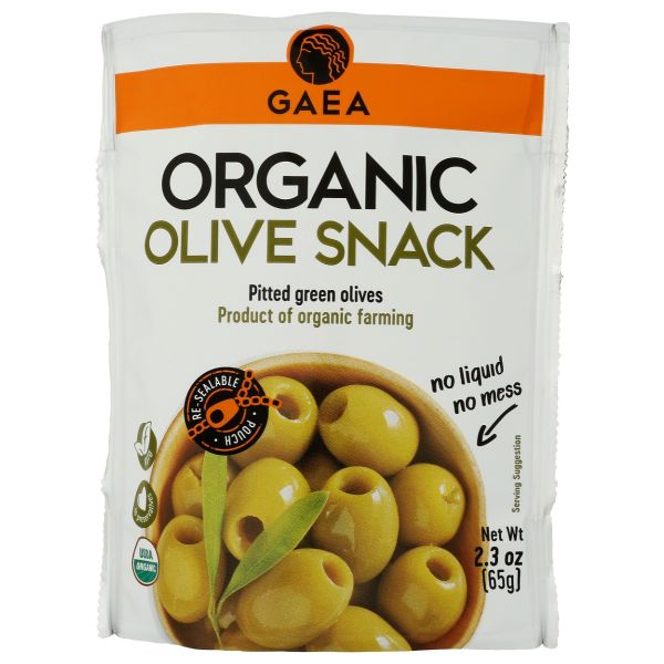 GAEA NORTH AMERICA: Olives Green Snack Pack Organic, 2.3 oz