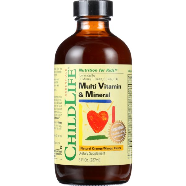 CHILDLIFE ESSENTIALS: Multi Vitamin and Mineral Natural Orange Mango Flavor, 8 oz