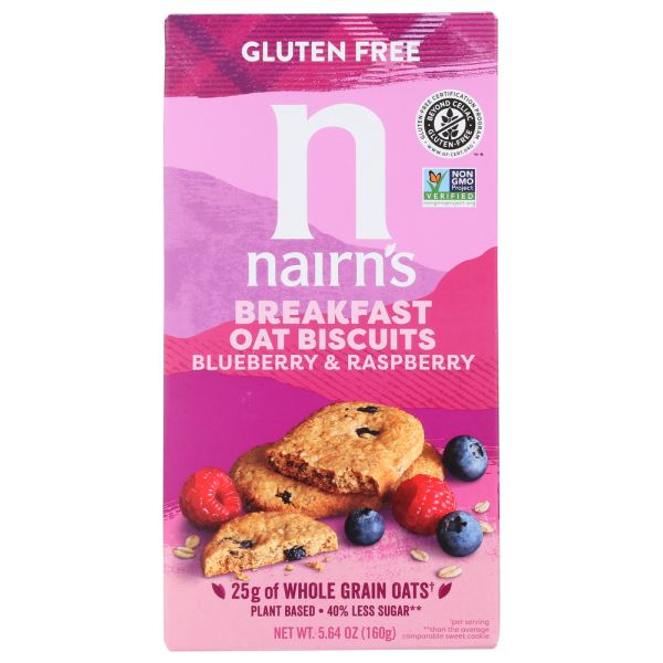 NAIRNS: Blueberry and Raspberry Breakfast Oat Biscuits, 5.64 oz