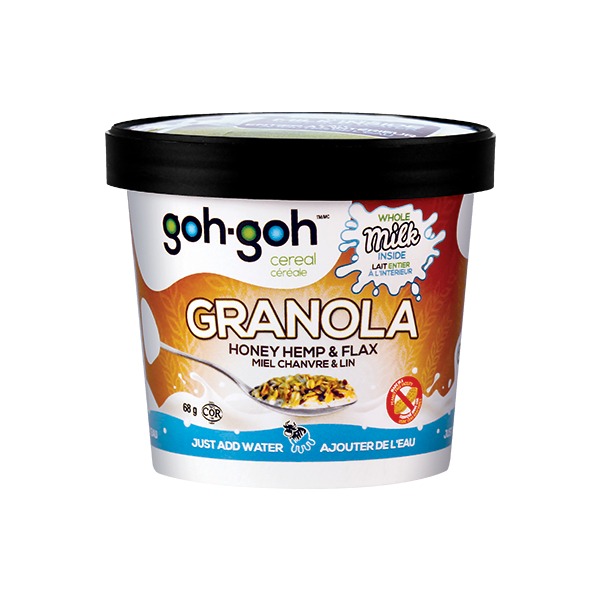 GOH GOH CEREAL: Cereal Cup Honey Hemp and Flax, 68 gm