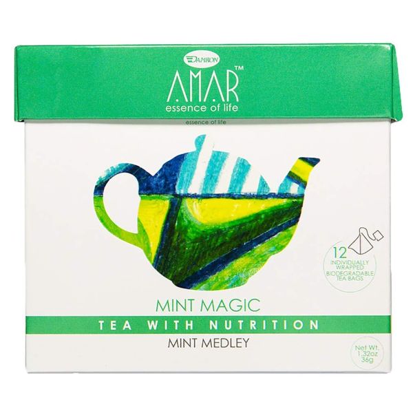 AMAR ESSENCE OF LIFE TEA WITH NUTRITION: Tea Herbal Mint 12Ct, 1.32 oz