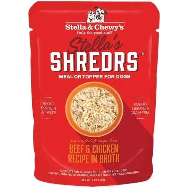 STELLA AND CHEWYS: Shredrs Beef And Chicken Recipe In Broth For Dogs, 2.8 oz