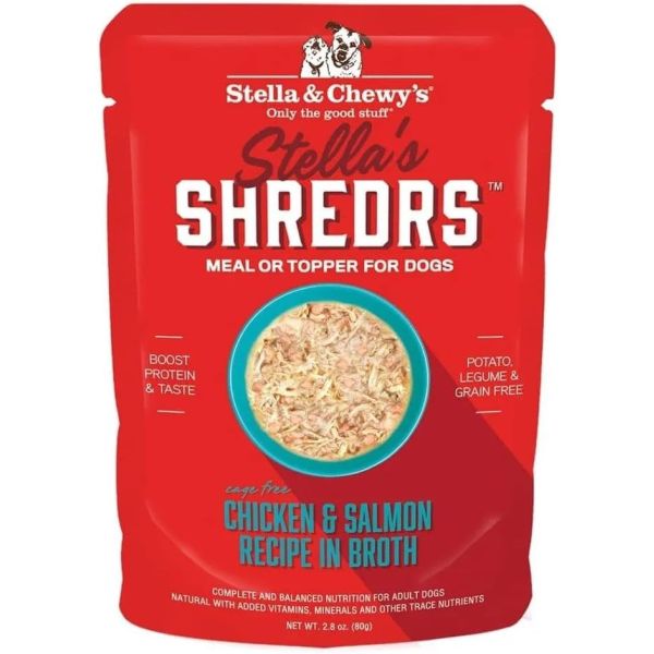 STELLA AND CHEWYS: Shredrs Chicken And Salmon Recipe In Broth For Dogs, 2.8 oz