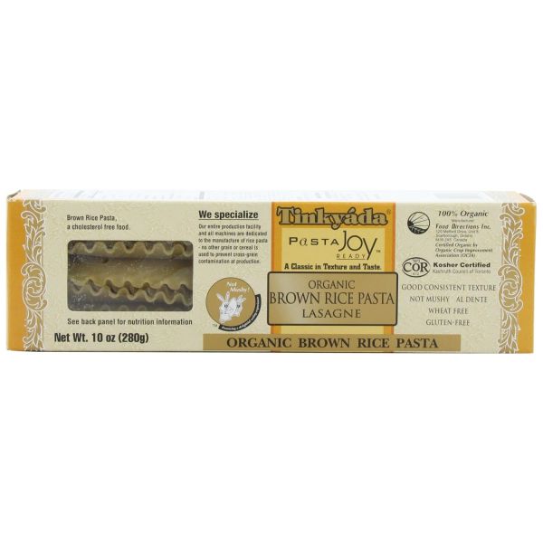 TINKYADA: Pasta Brown Rice Lasagne Organic, 10 oz