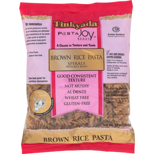 TINKYADA PASTA: Brown Rice Pasta Spirals With Rice Bran, 16 oz