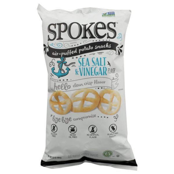 SPOKES: Air Puffed Potato Snacks Sea Salt and Vinegar, 2.8 oz