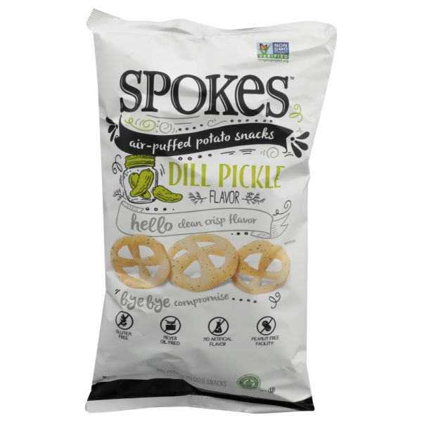 SPOKES: Air Puffed Potato Snacks Dill Pickle, 2.8 oz